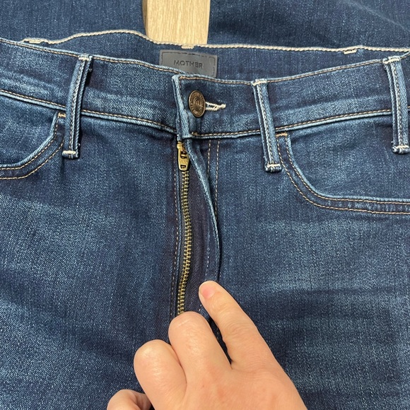 Mother The Hustler Roller Heel High Waisted Wide Leg 70’s Blue Jeans 33” Sz 26/4 - Picture 14 of 16